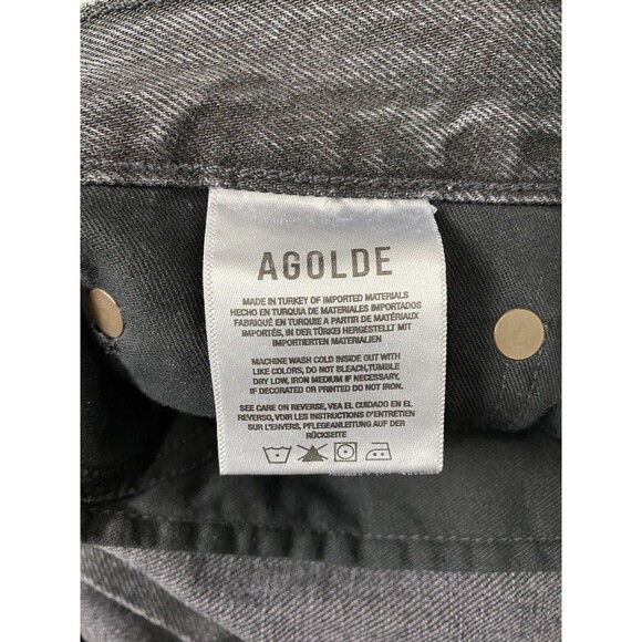 Agolde Jeans Size 32 Black 90s Low Rise Vintage Straight Paradox Button Fly Crop - Picture 14 of 16